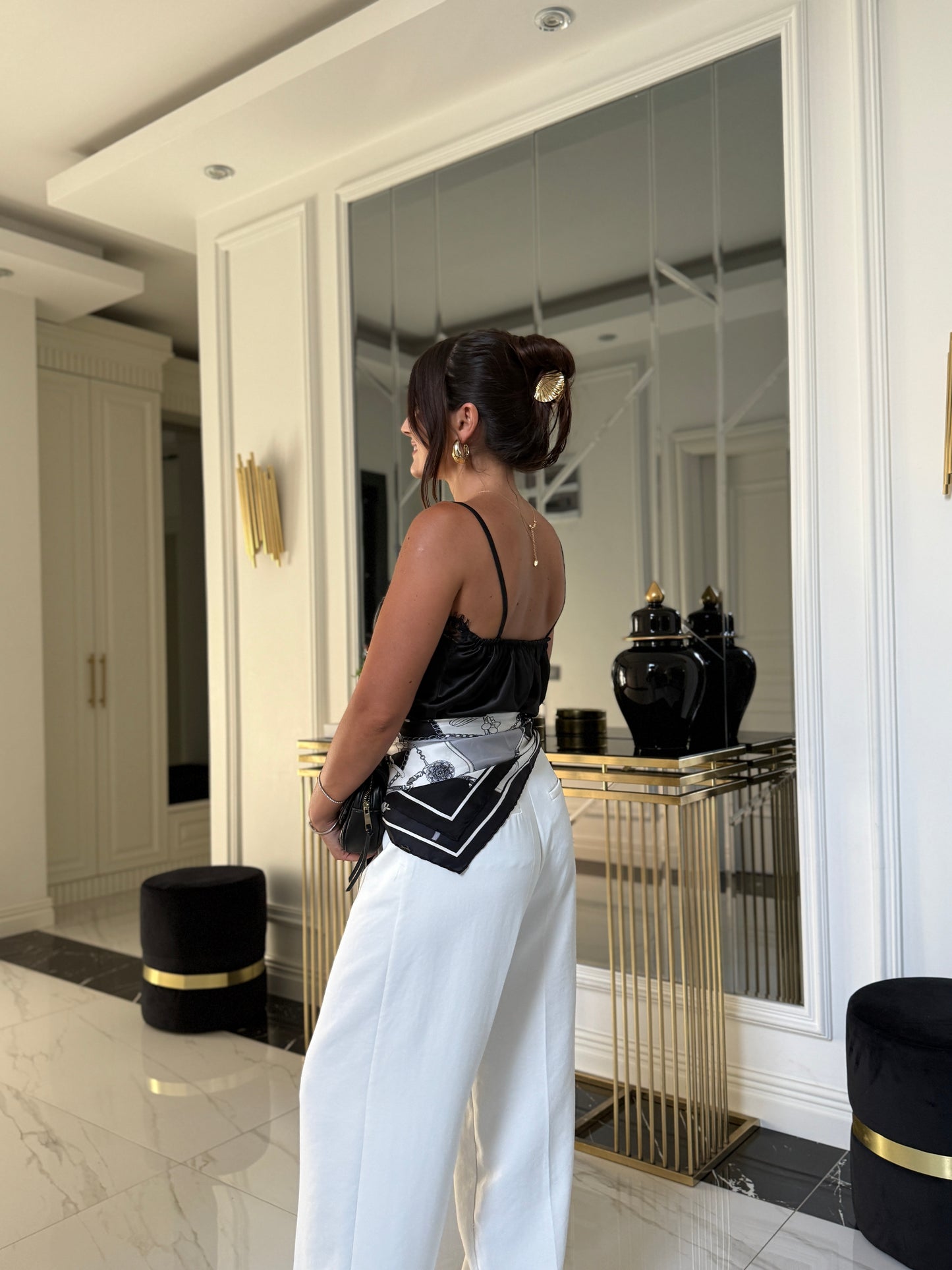 Premium Beyaz Palazzo Pantolon(İç göstermez)