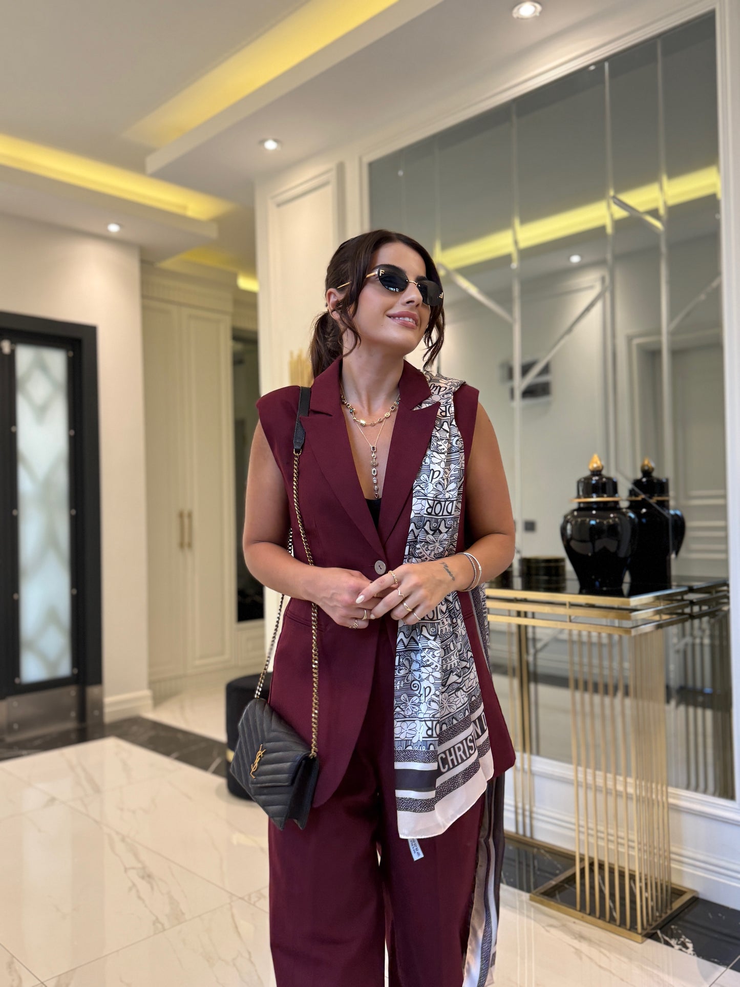 Bordo % 100 Keten Tek Düğmeli Takım