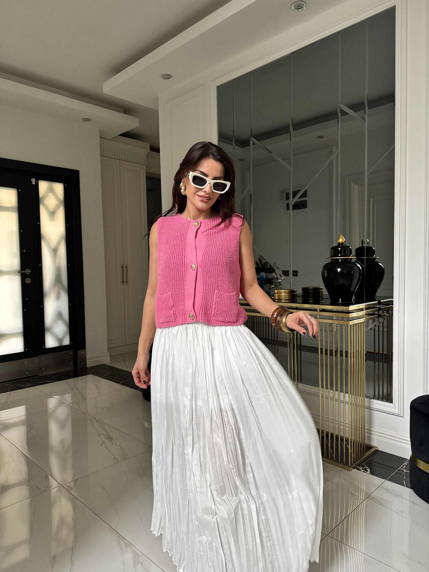 Pembe Gold Düğmeli Yelek