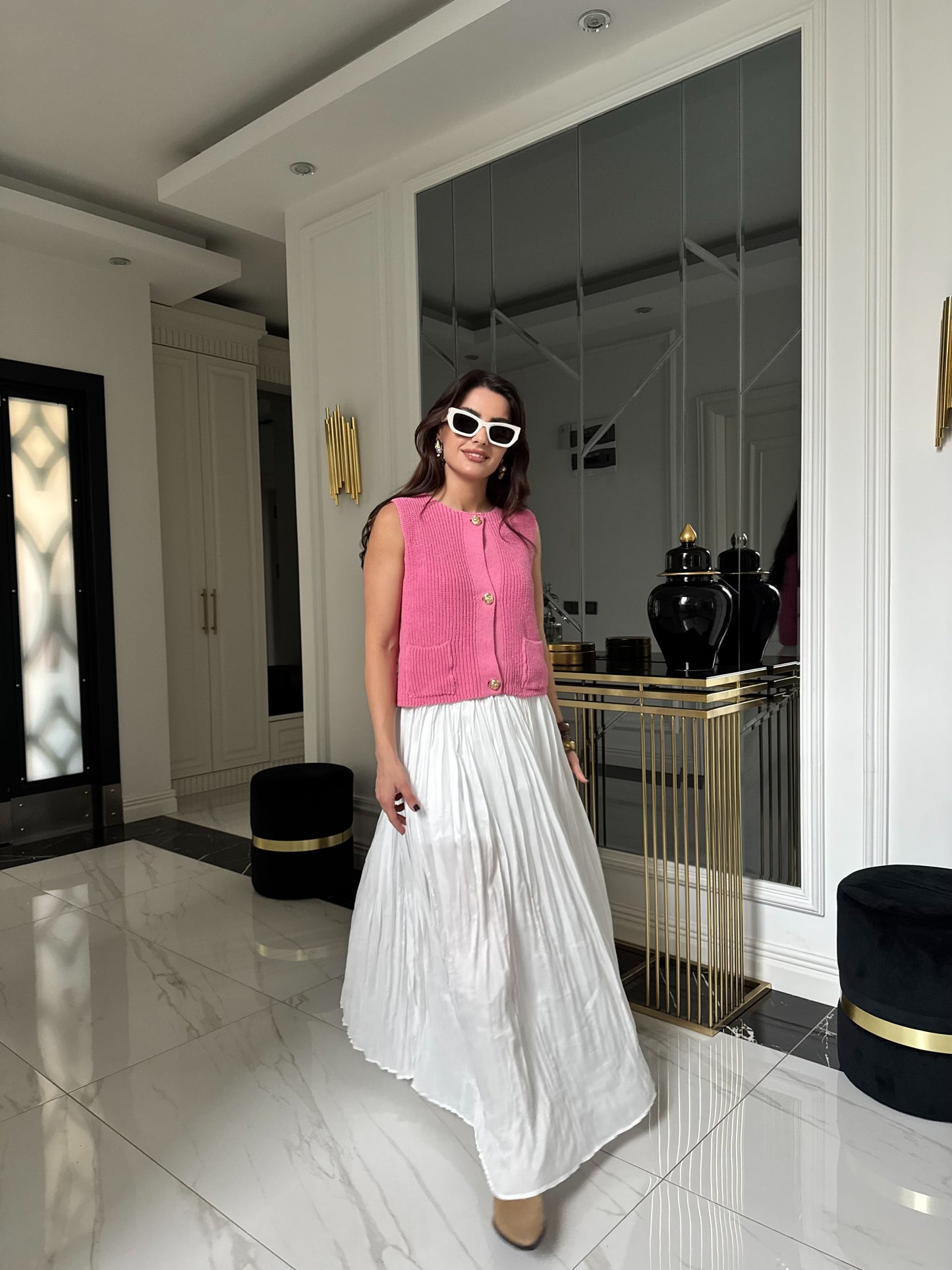 Pembe Gold Düğmeli Yelek