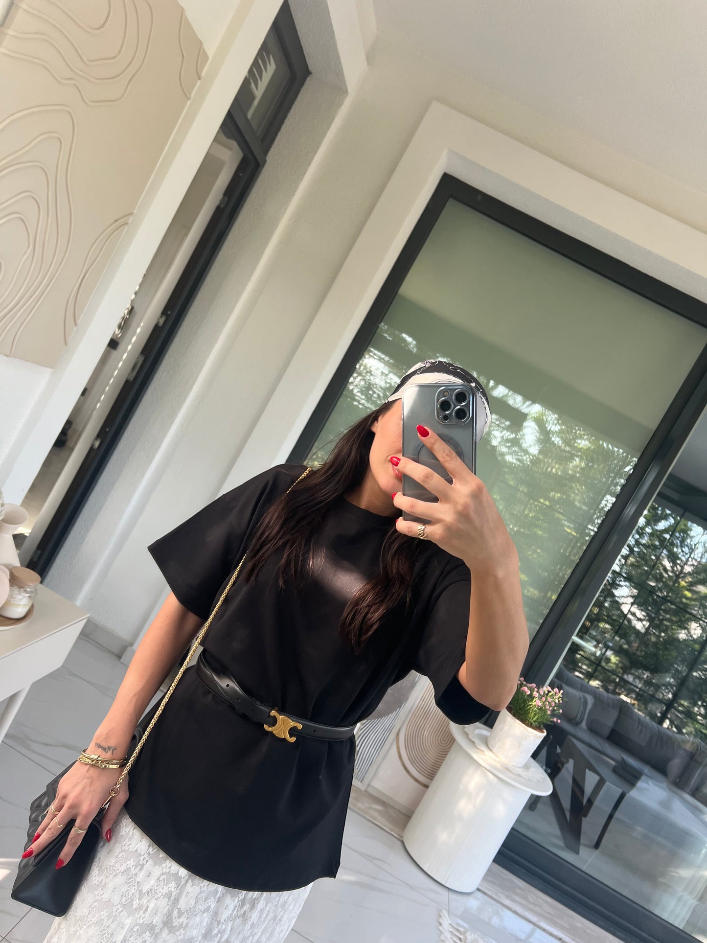 Siyah Oversize Pamuklu Tshirt