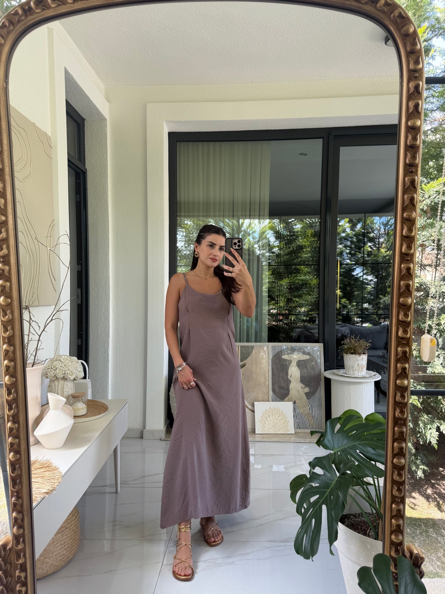 Pembe Askılı Elbise Crop Gömlek Takım