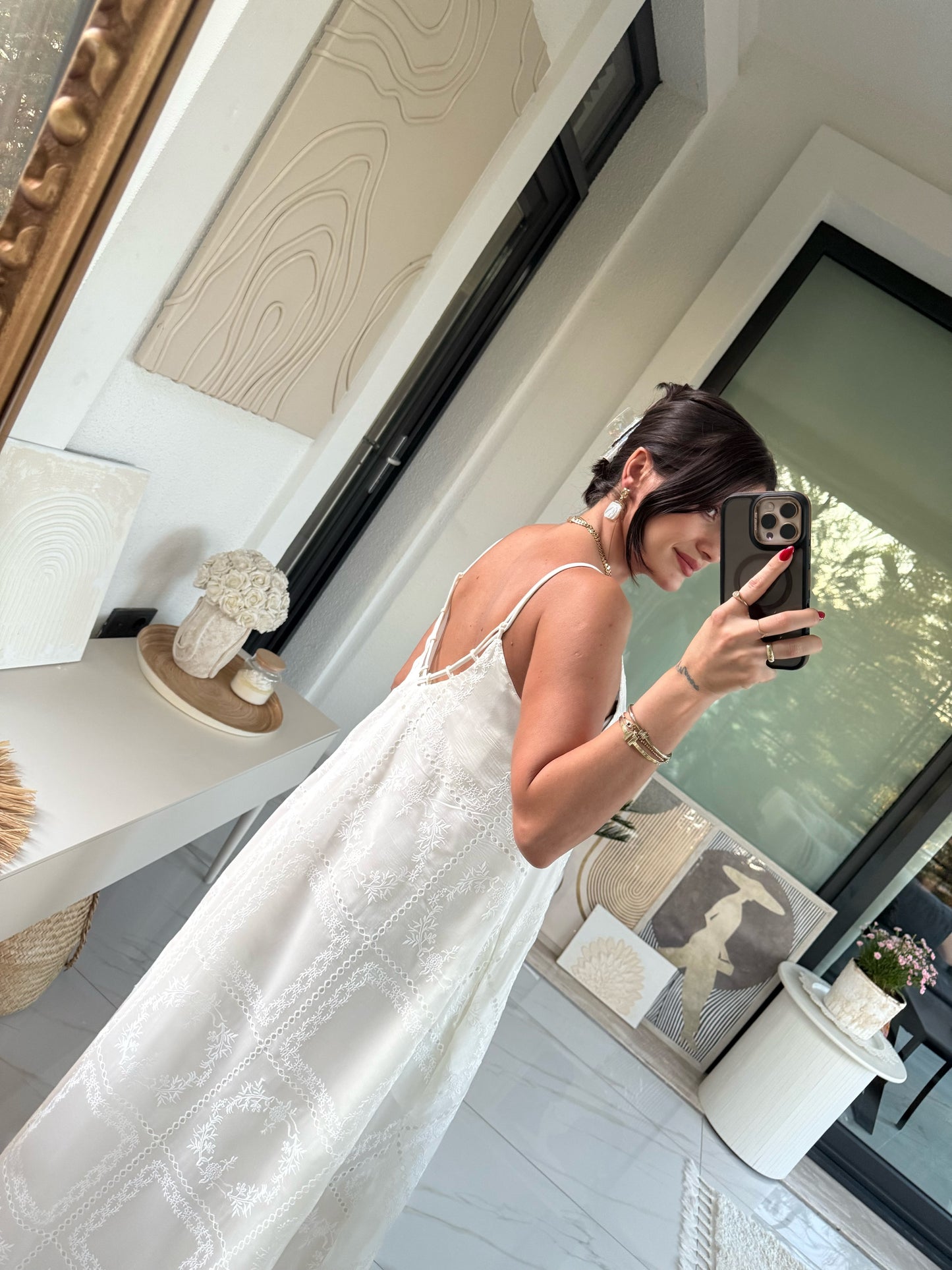 Premium Askılı Güpür İşli Astarlı Elbise