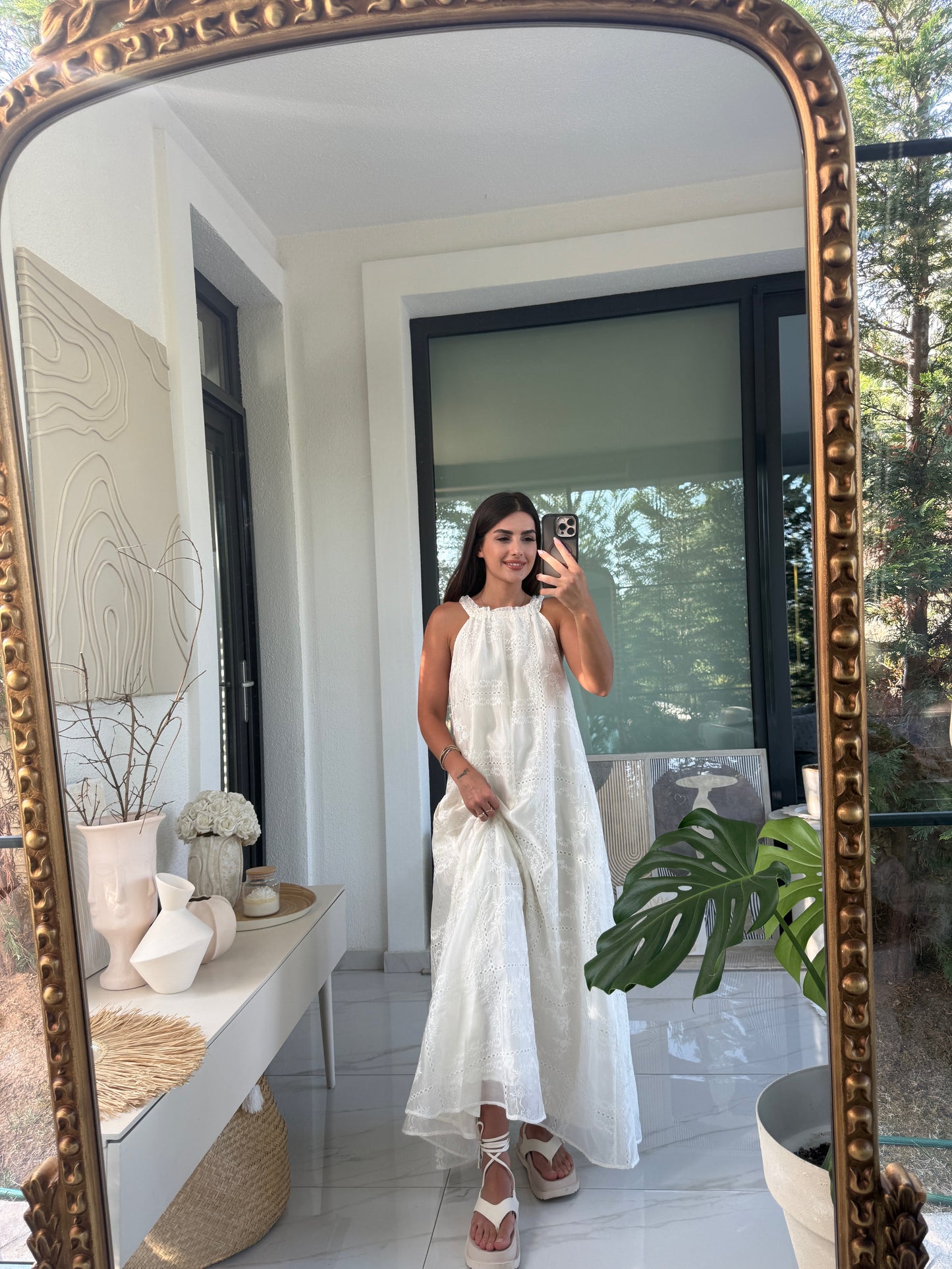 Premium Nakış İşlemeli Astarlı Maxi Elbise