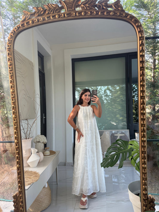 Premium Nakış İşlemeli Astarlı Maxi Elbise