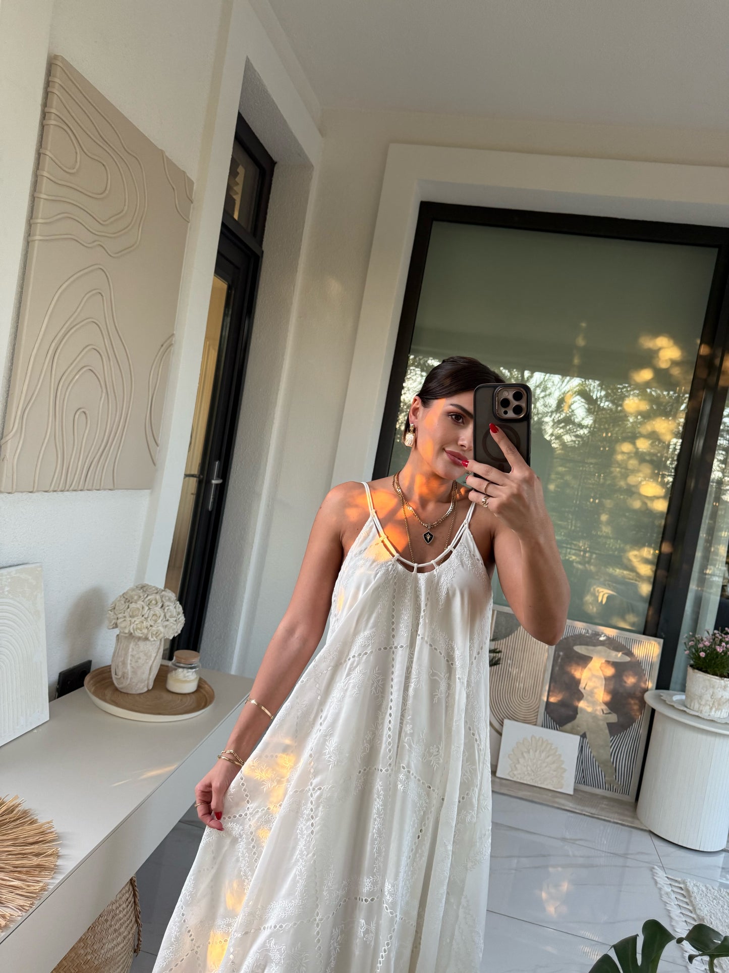 Premium Askılı Güpür İşli Astarlı Elbise