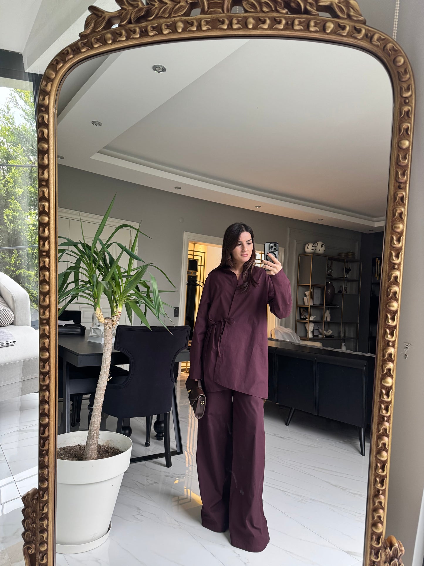 Koyu Bordo Kimono Takım