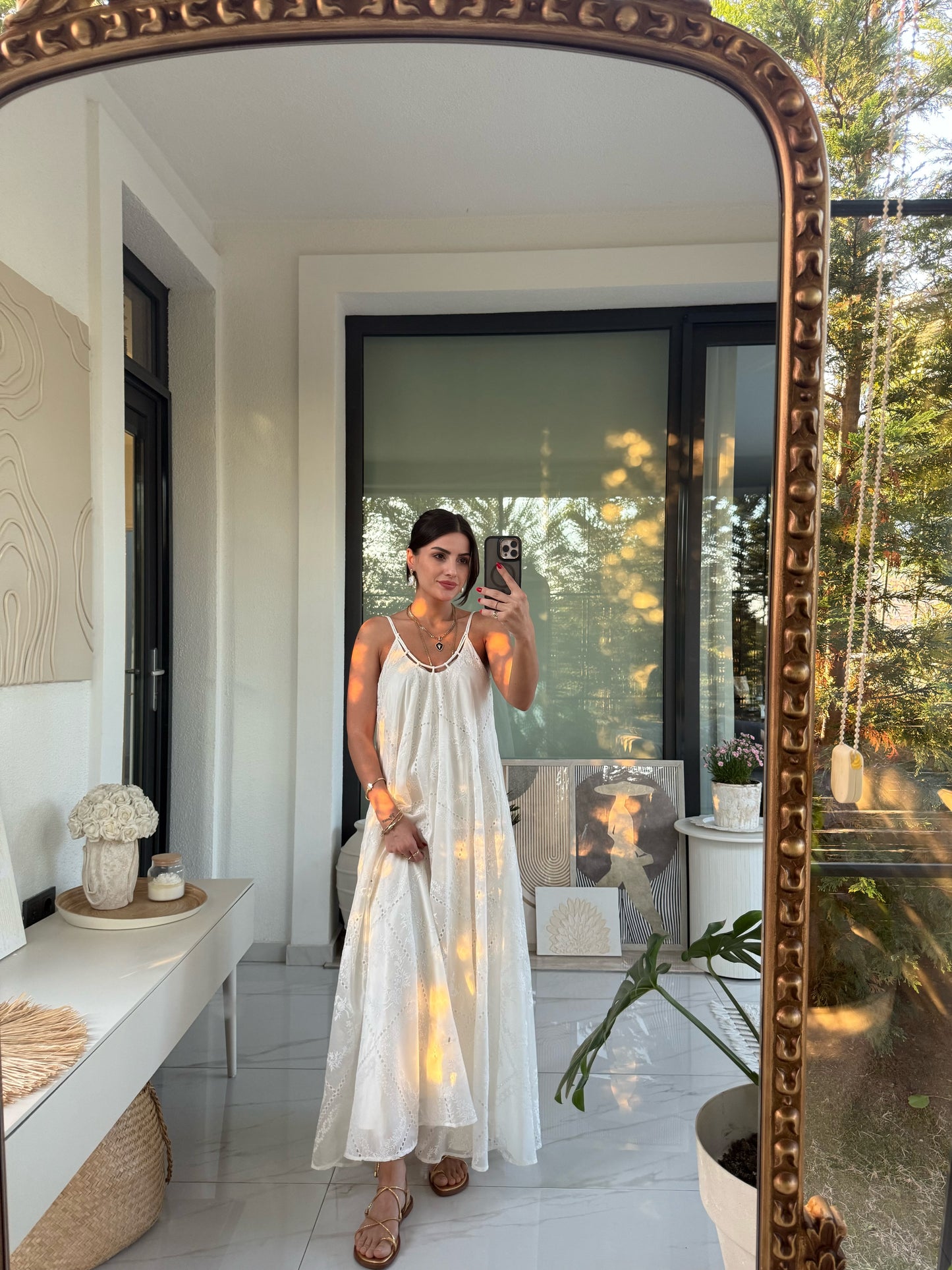Premium Askılı Güpür İşli Astarlı Elbise