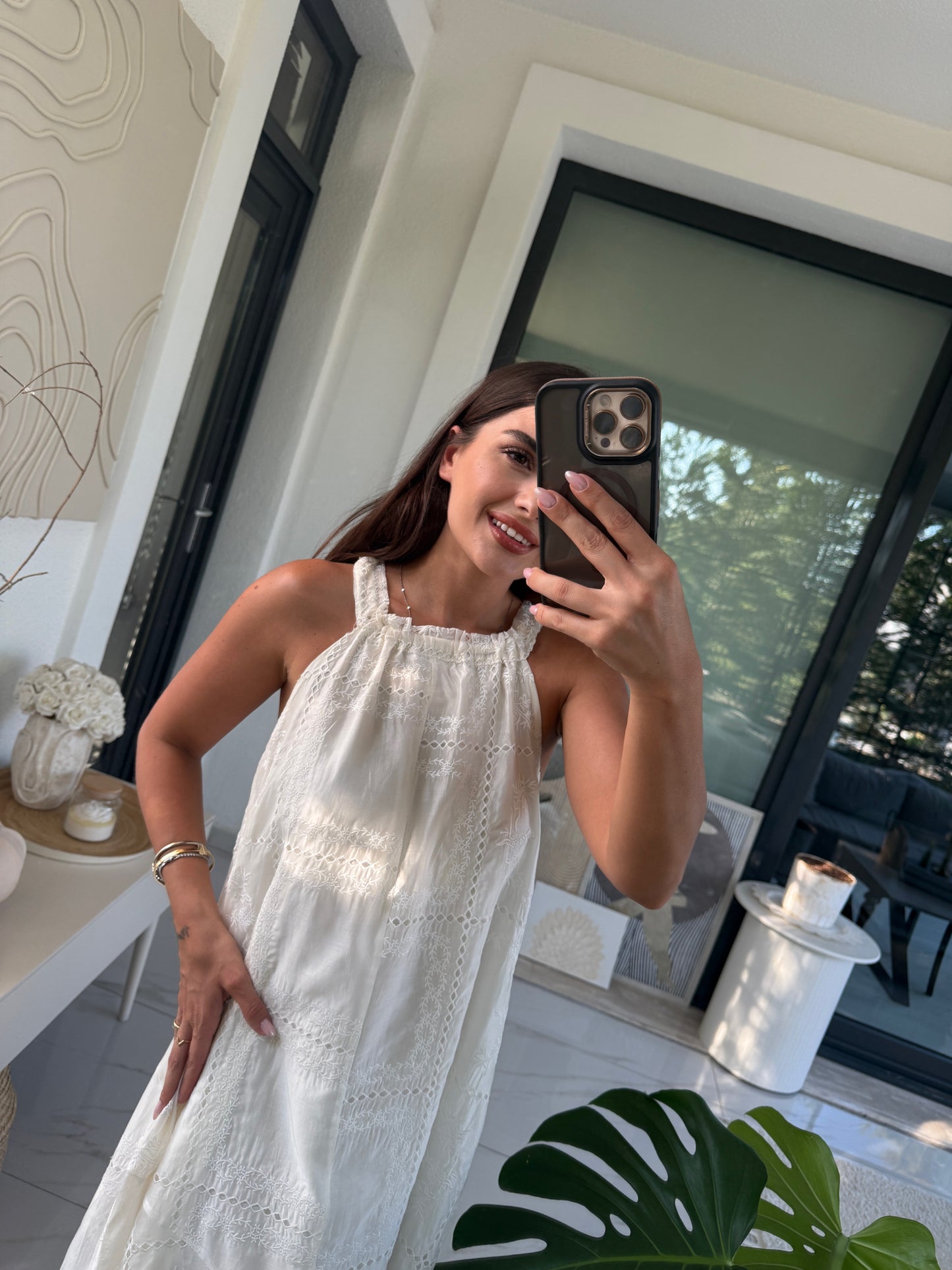 Premium Nakış İşlemeli Astarlı Maxi Elbise