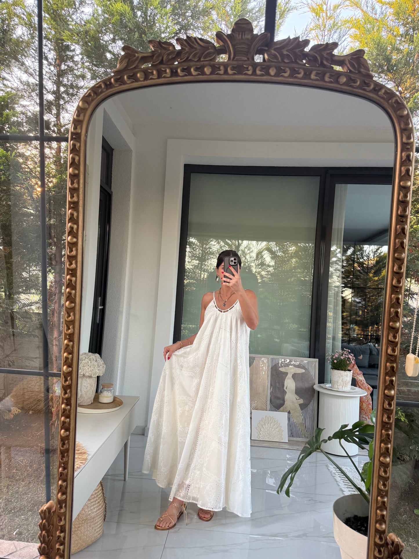 Premium Askılı Güpür İşli Astarlı Elbise