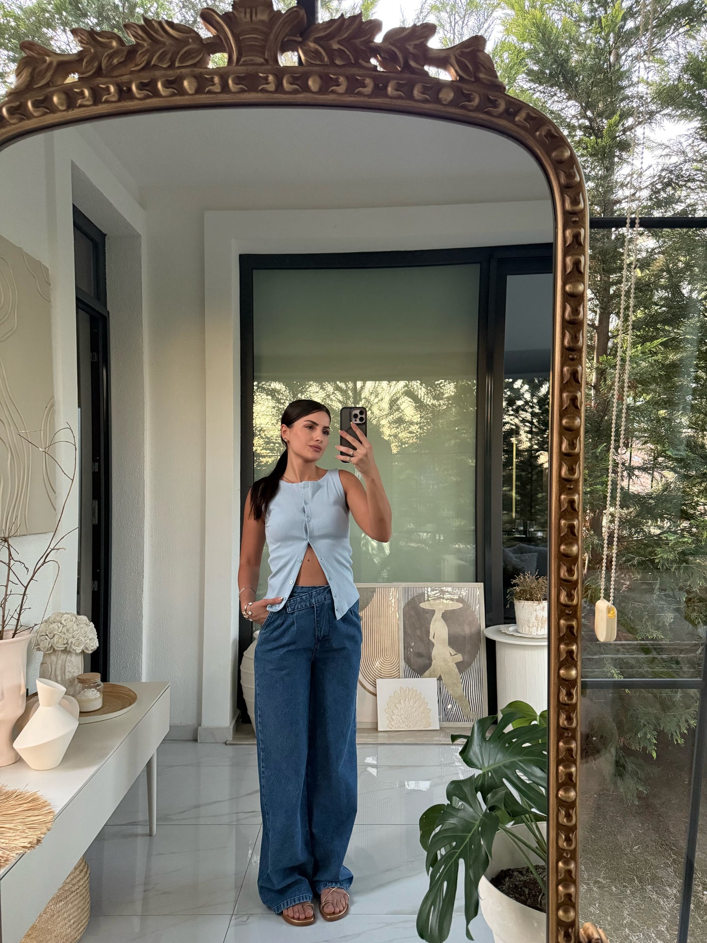 Önden Düğmeli Fitilli Bluz