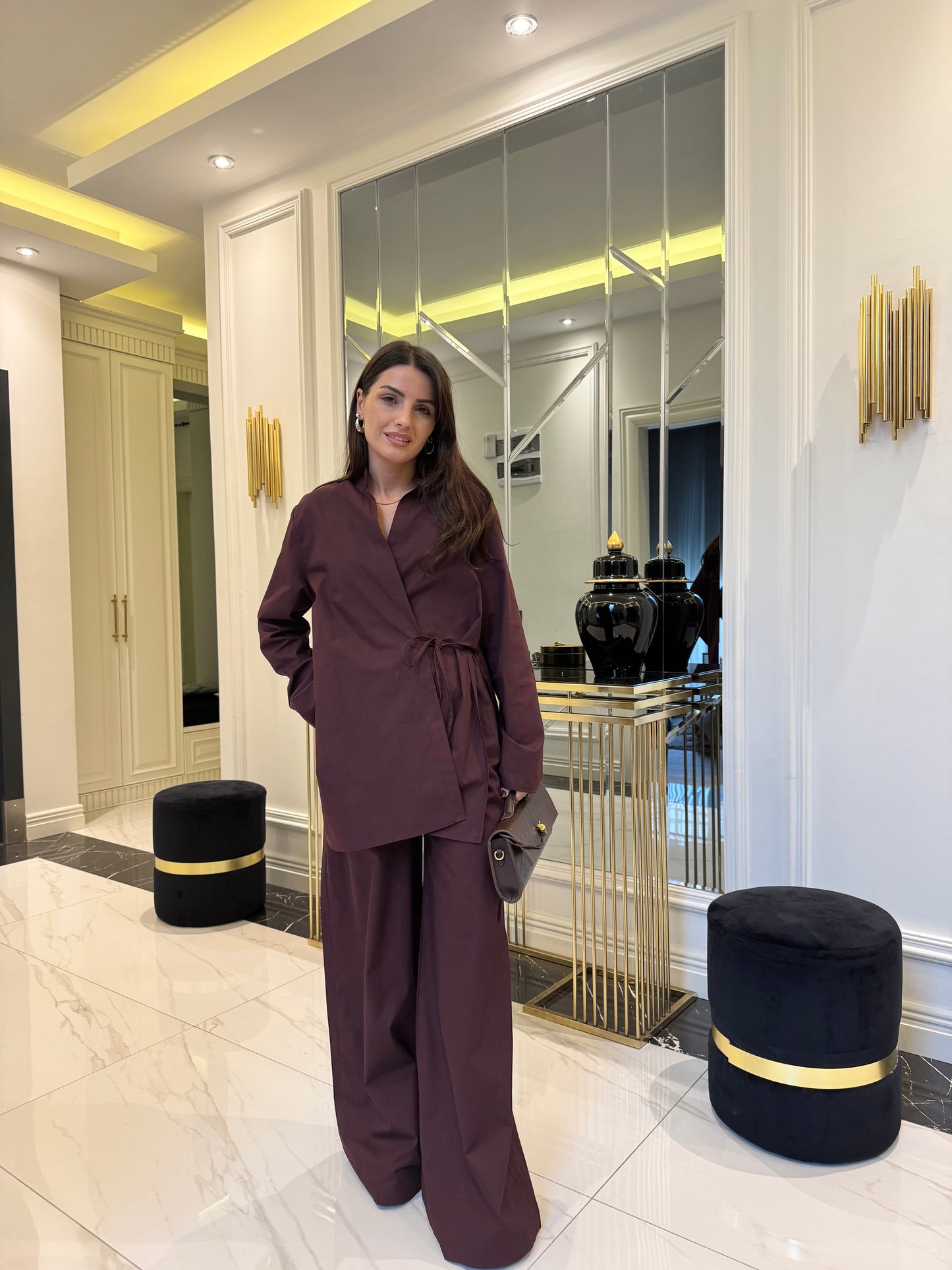 Koyu Bordo Kimono Takım