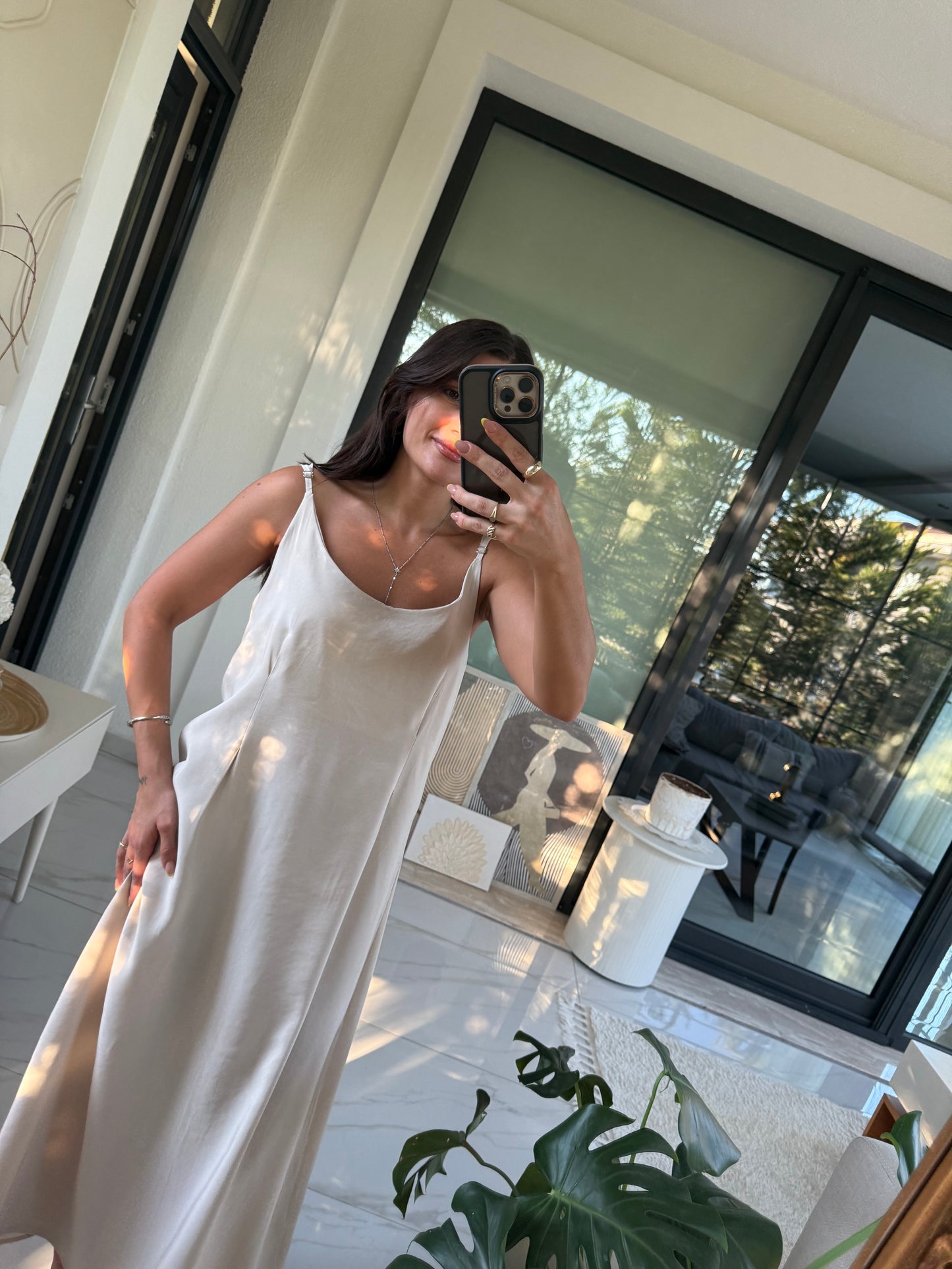 Taş Askılı Elbise ve Crop Gömlek Takım