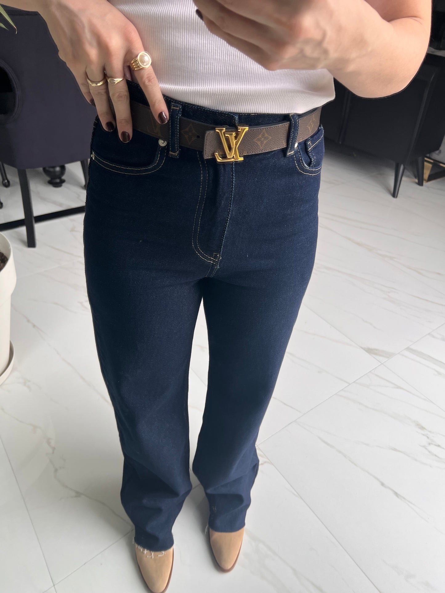 Koyu Lacivert Straight Jean