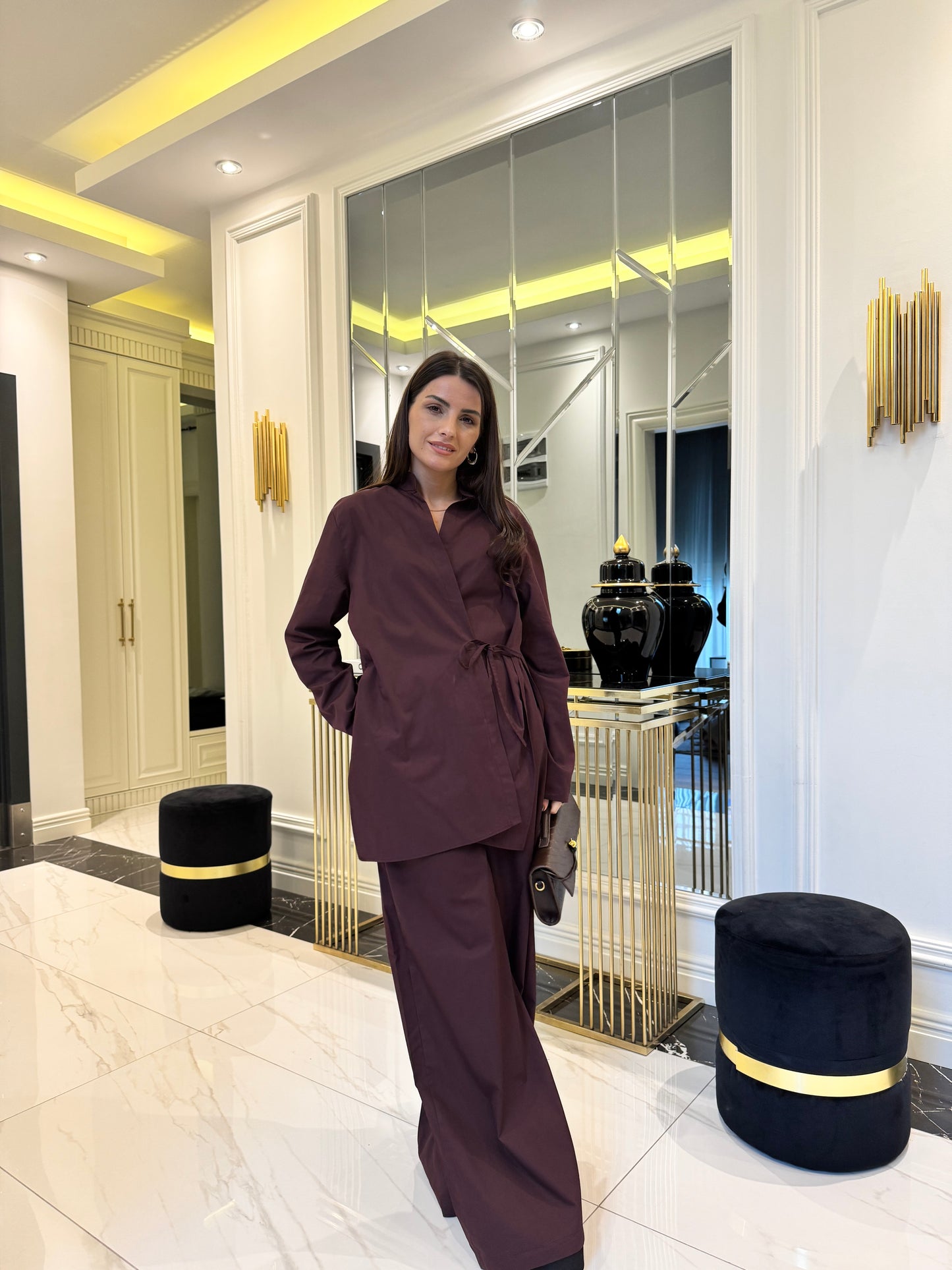 Koyu Bordo Kimono Takım
