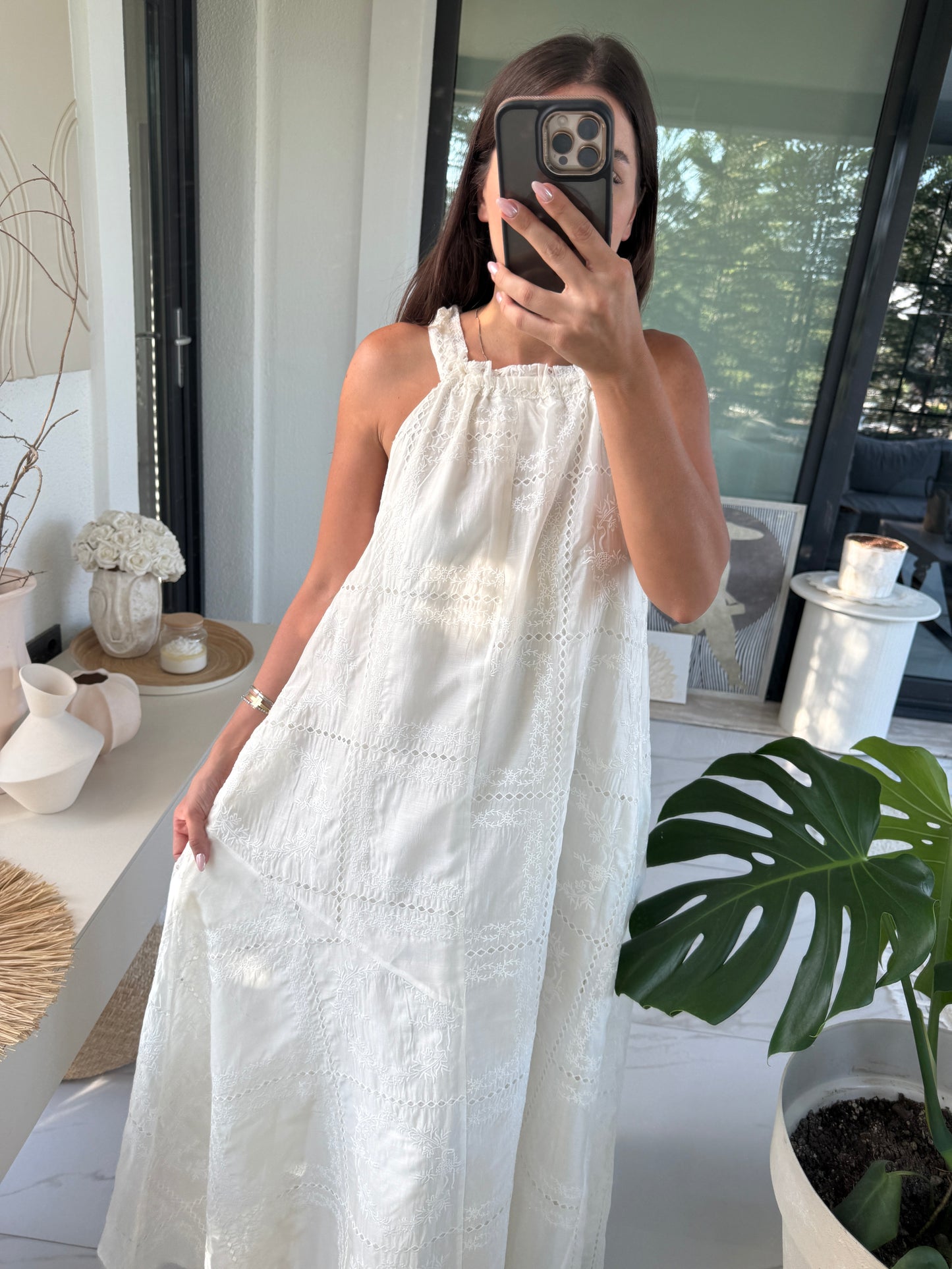 Premium Nakış İşlemeli Astarlı Maxi Elbise