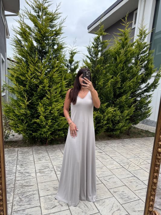 Taş Askılı Modal Maxi Elbise