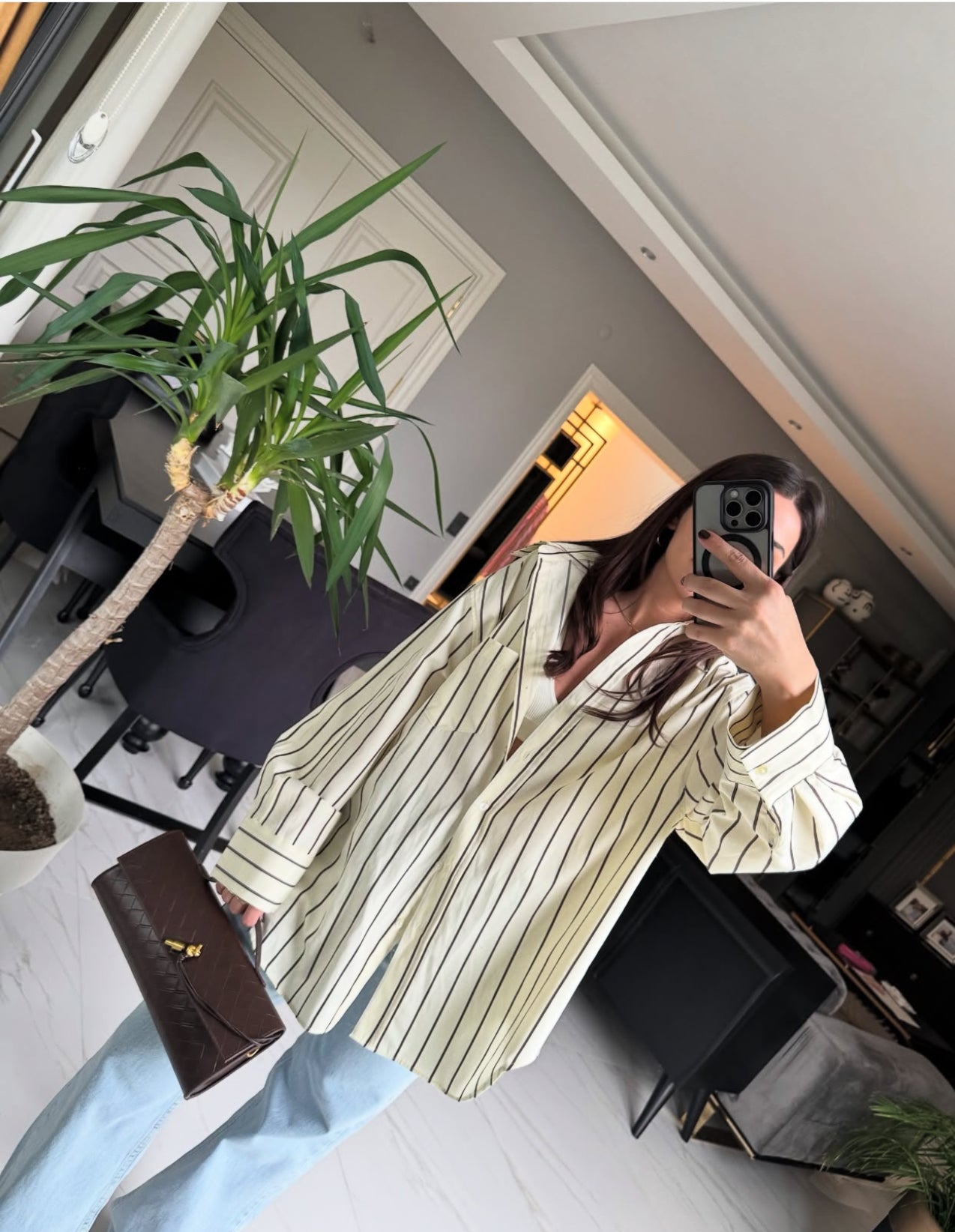 Premium Sarı Çizgili Poplin Gömlek