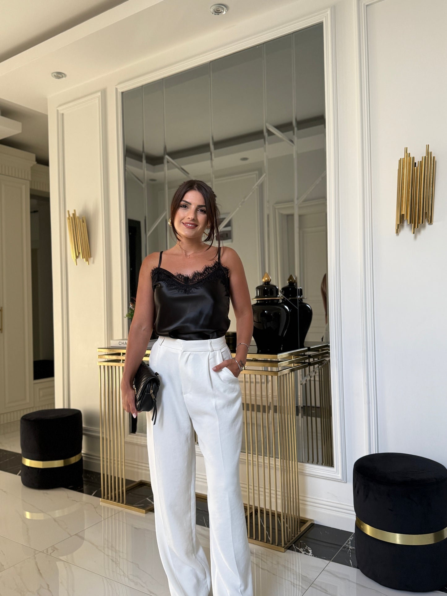 Premium Beyaz Palazzo Pantolon(İç göstermez)