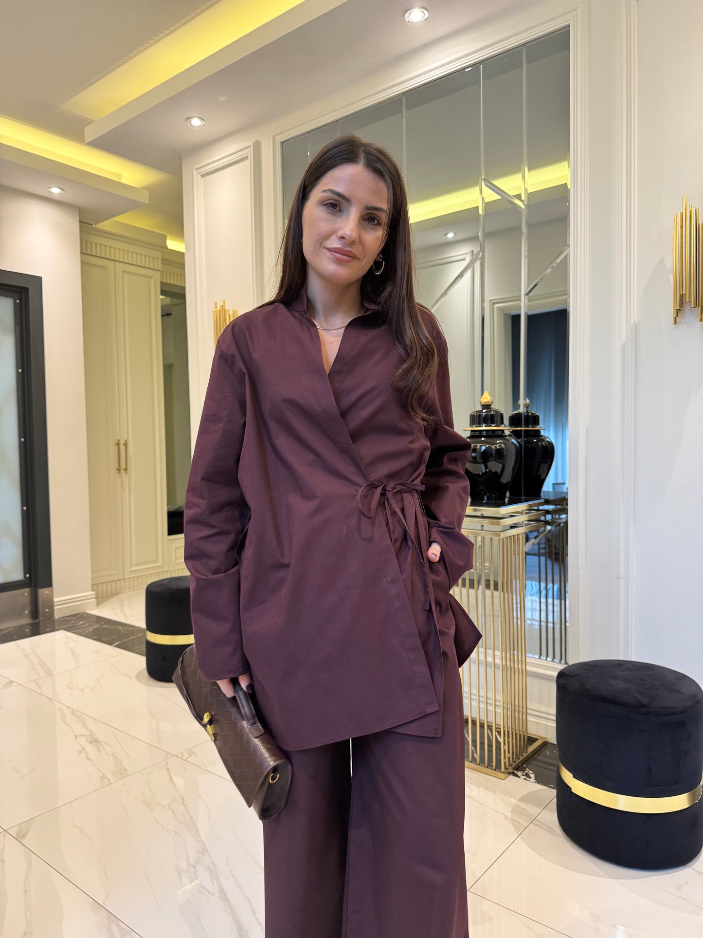 Koyu Bordo Kimono Takım