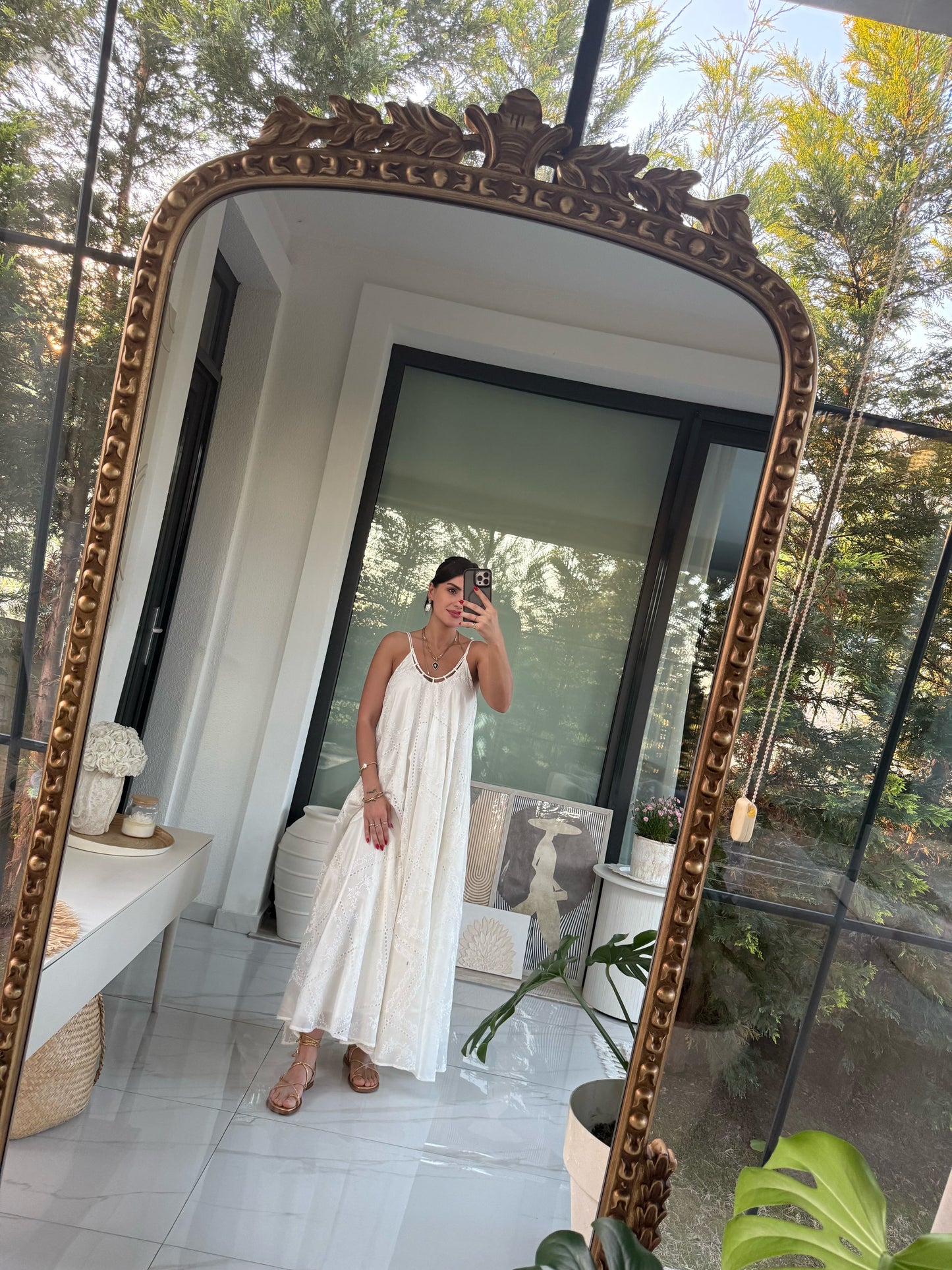 Premium Askılı Güpür İşli Astarlı Elbise