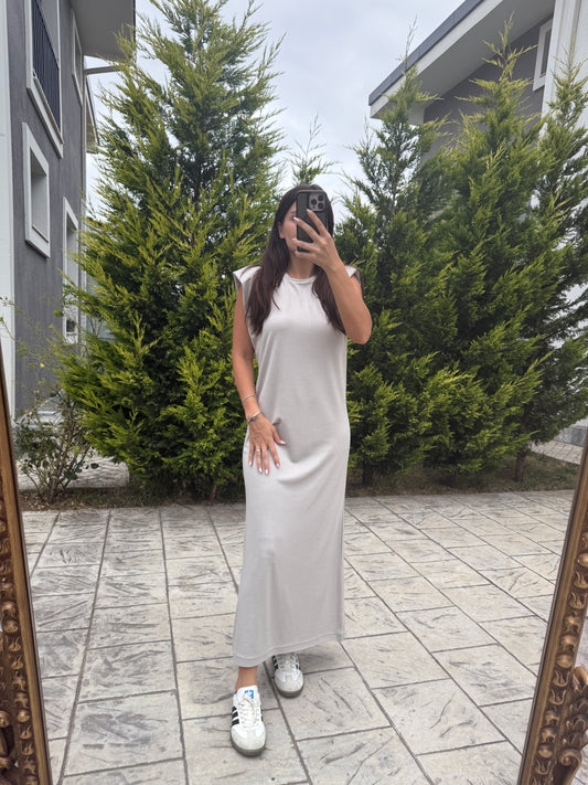 Taş Vatkalı Modal Midi Elbise