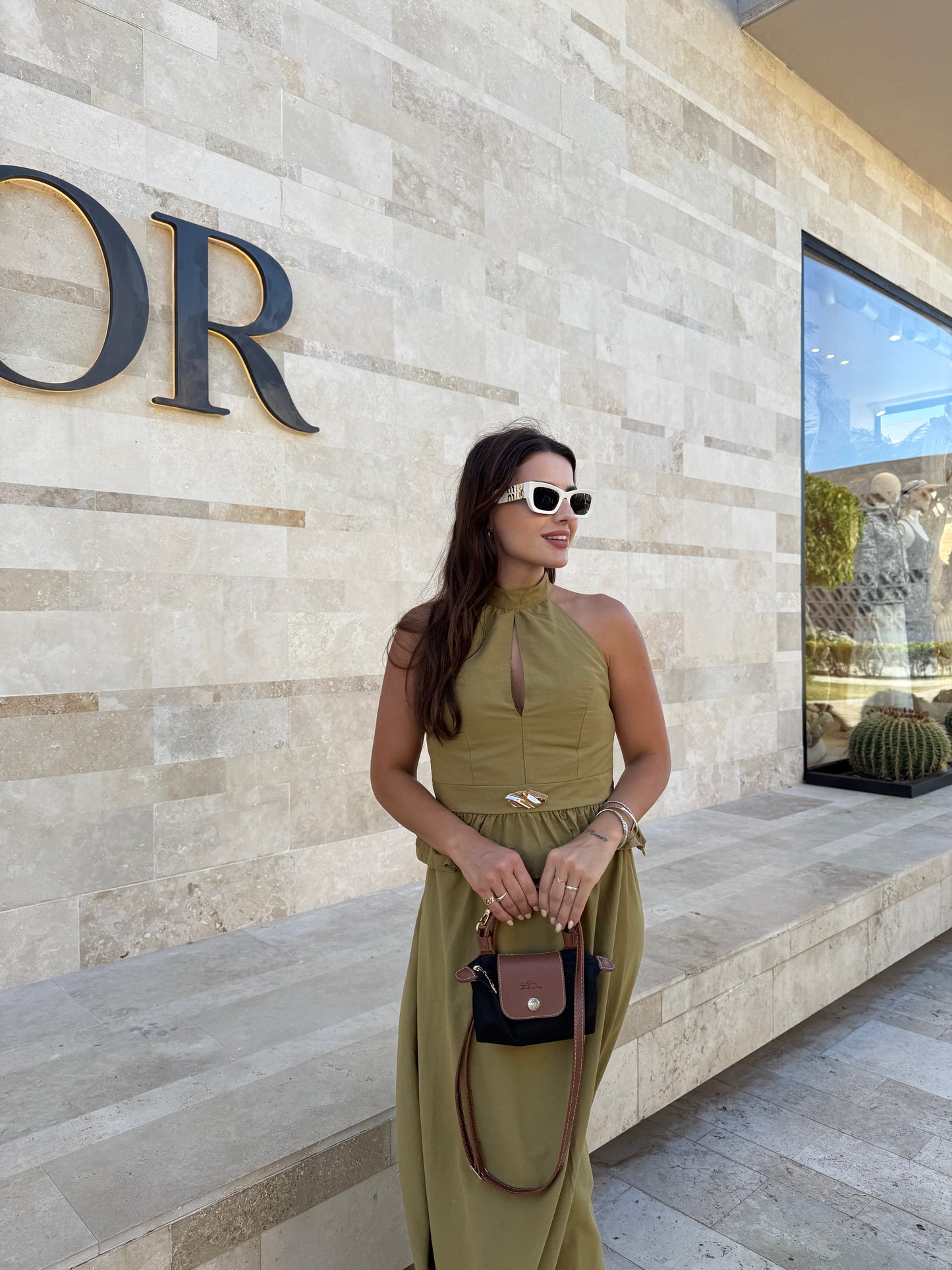 Olive Etek Bluz Astarlı Takım