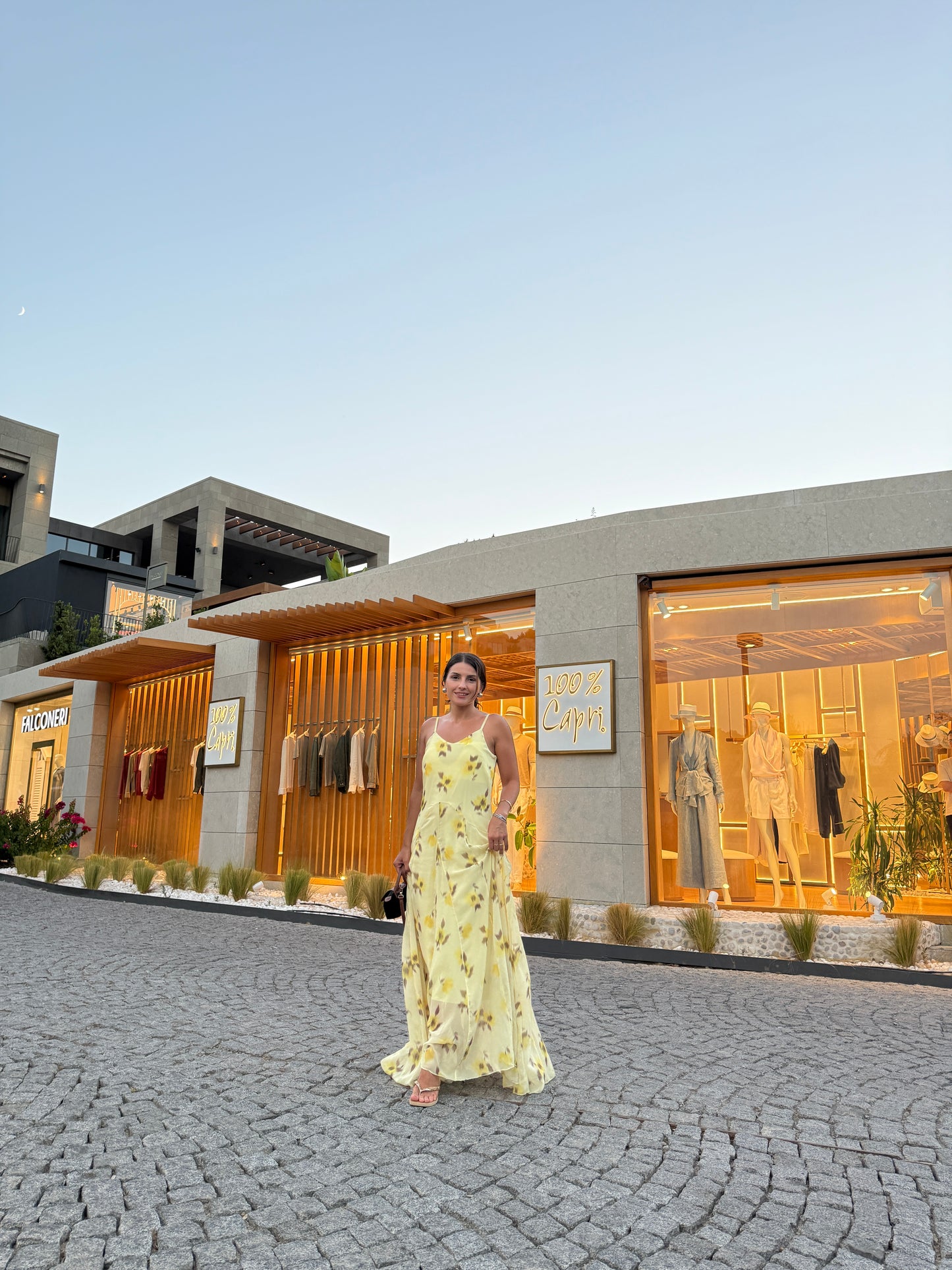 Mng Sarı Çiçek Desenli Şifon Astarlı Elbise