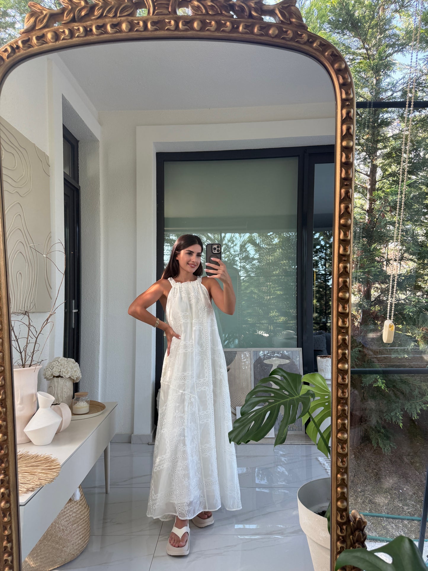 Premium Nakış İşlemeli Astarlı Maxi Elbise
