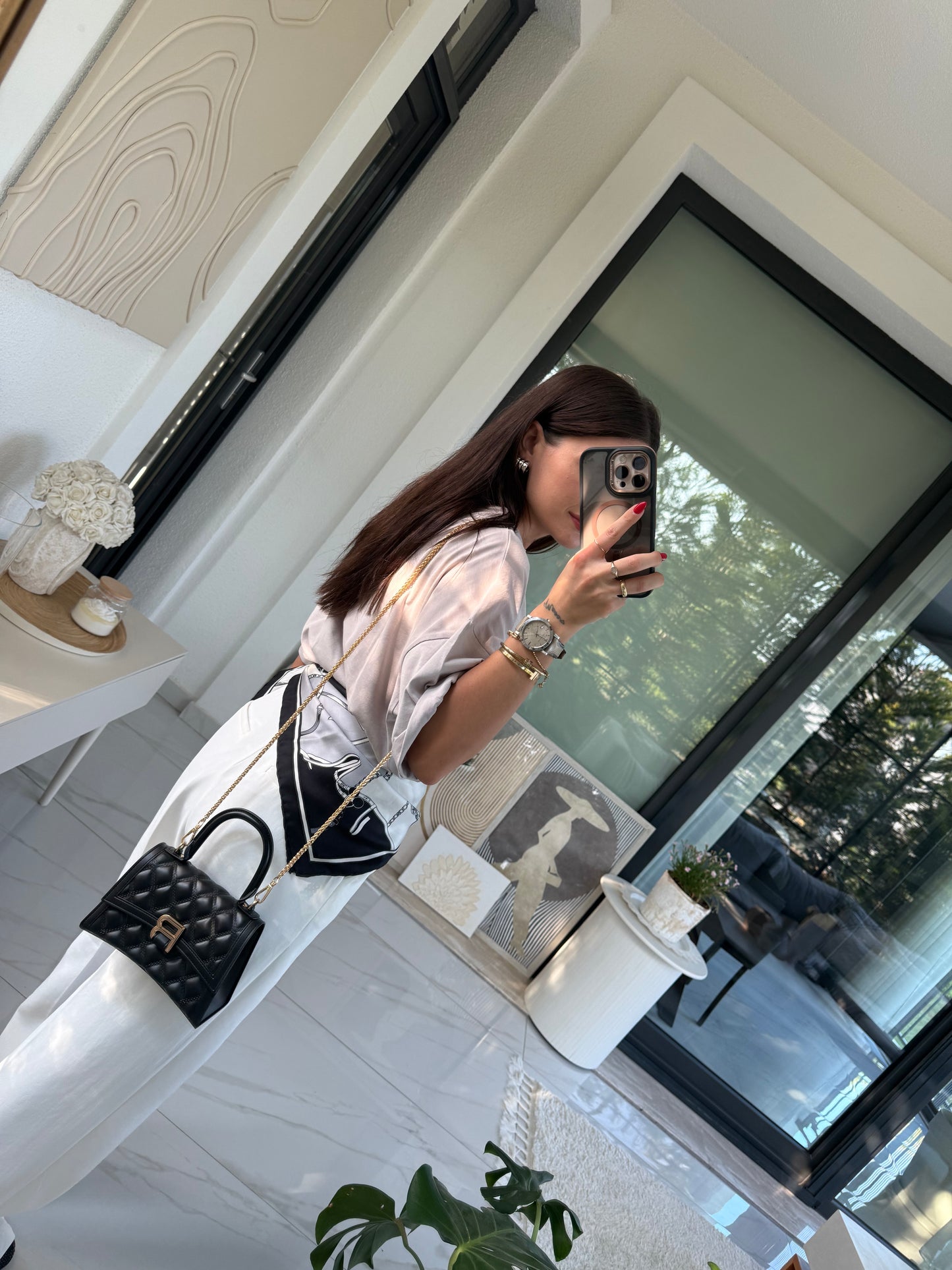 Açık Gri Oversize Pamuklu Tshirt