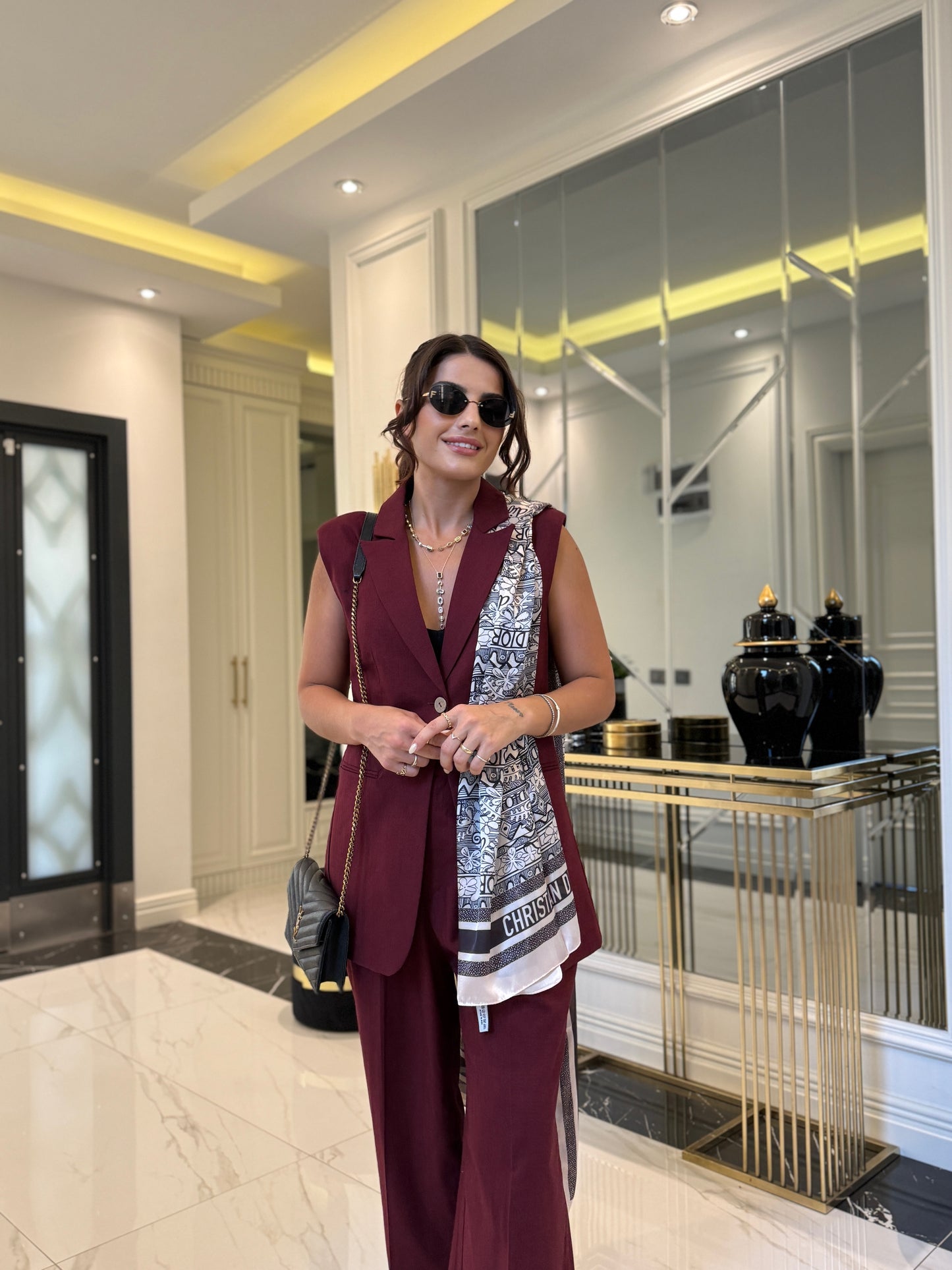 Bordo % 100 Keten Tek Düğmeli Takım