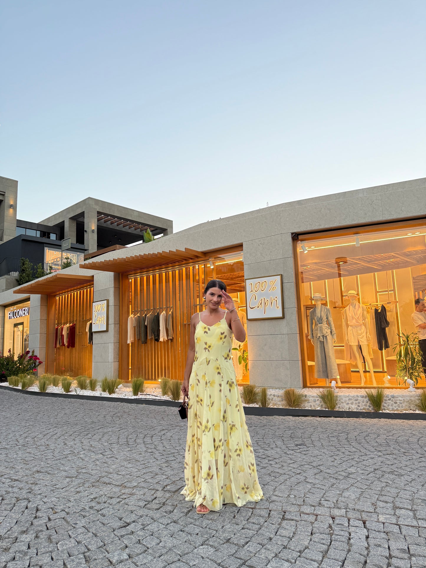 Mng Sarı Çiçek Desenli Şifon Astarlı Elbise