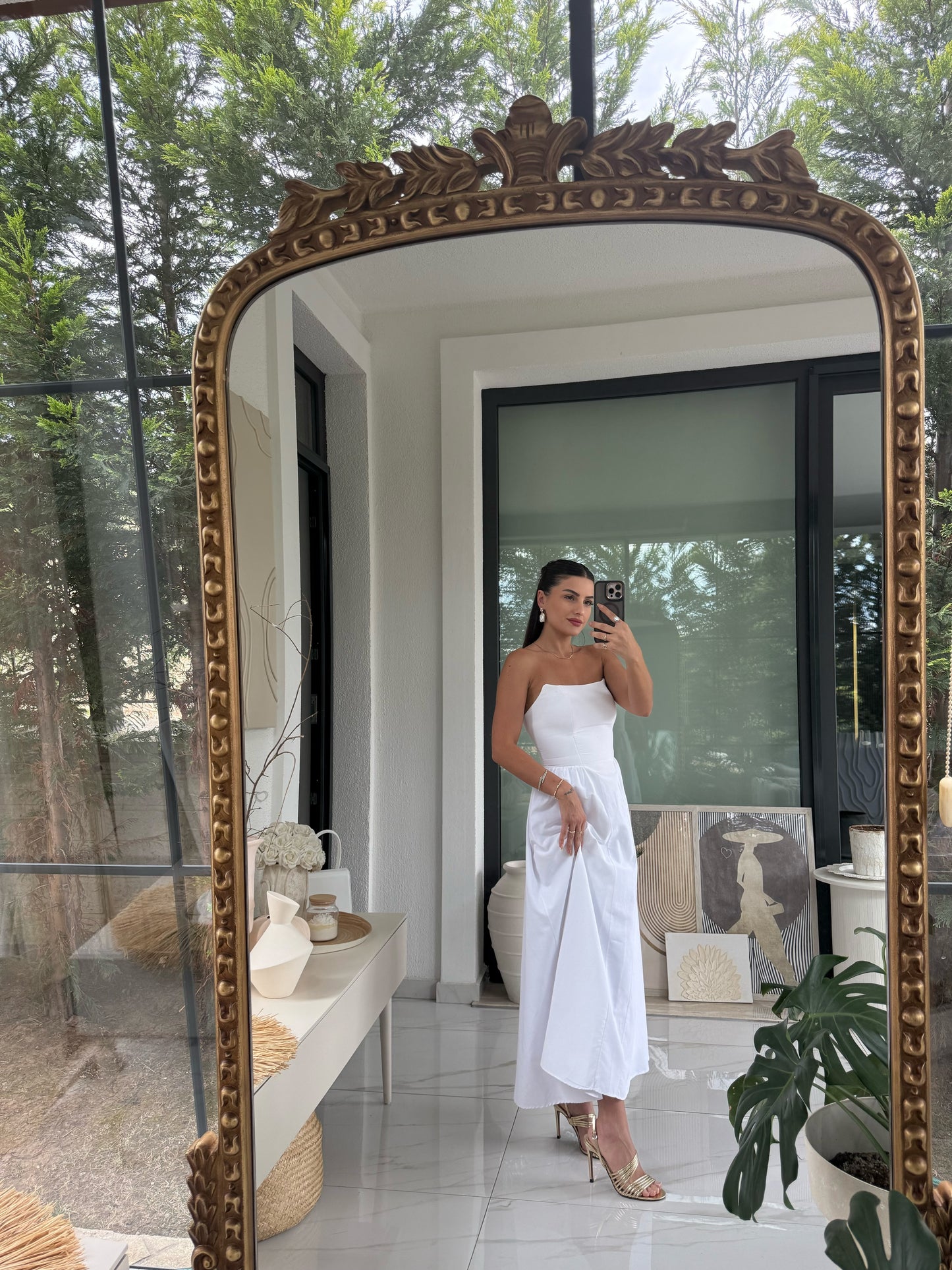 Siyah Askılı Poplin Elbise