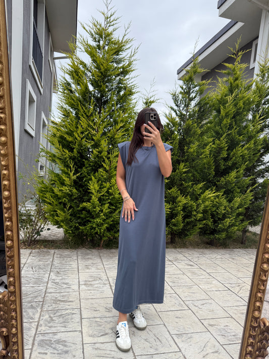 Füme Vatkalı Modal Midi Elbise