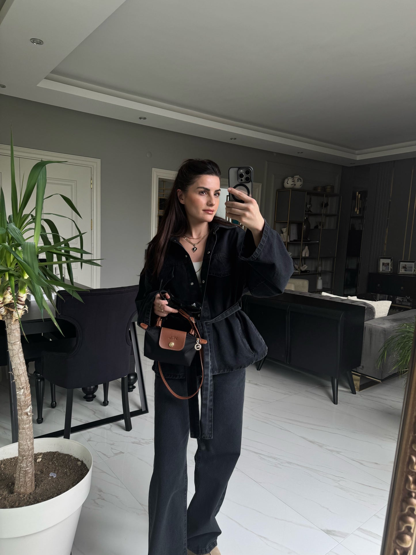 Füme Denim Takım