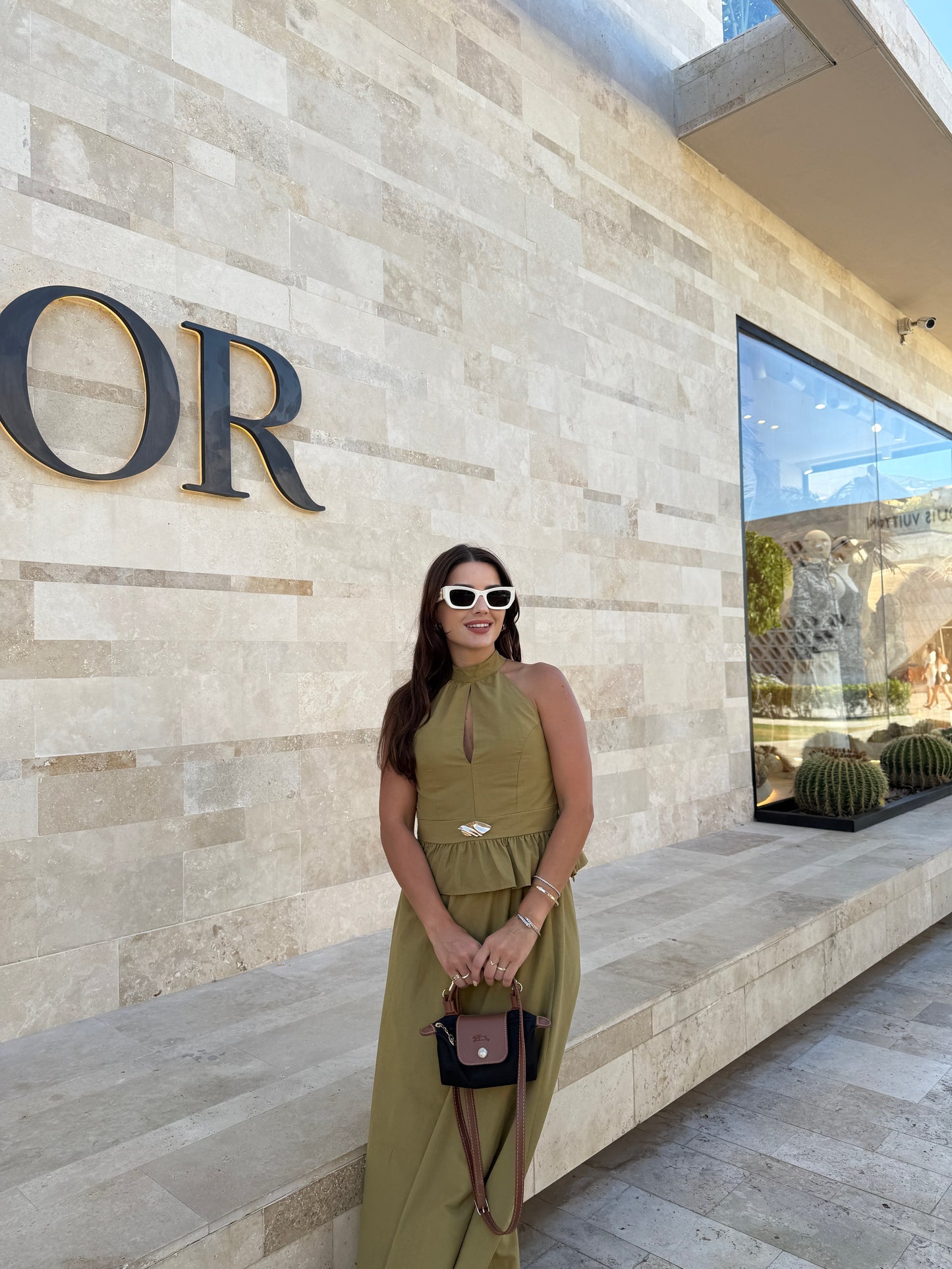 Olive Etek Bluz Astarlı Takım