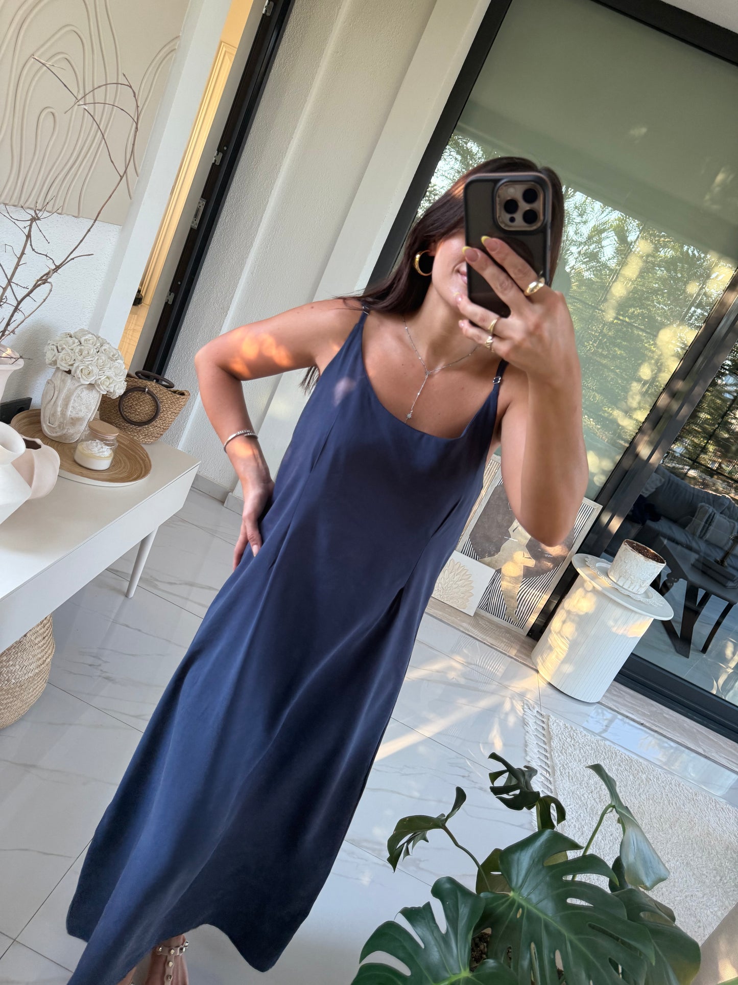 Laci Askılı Elbise ve Crop Gömlek Takım
