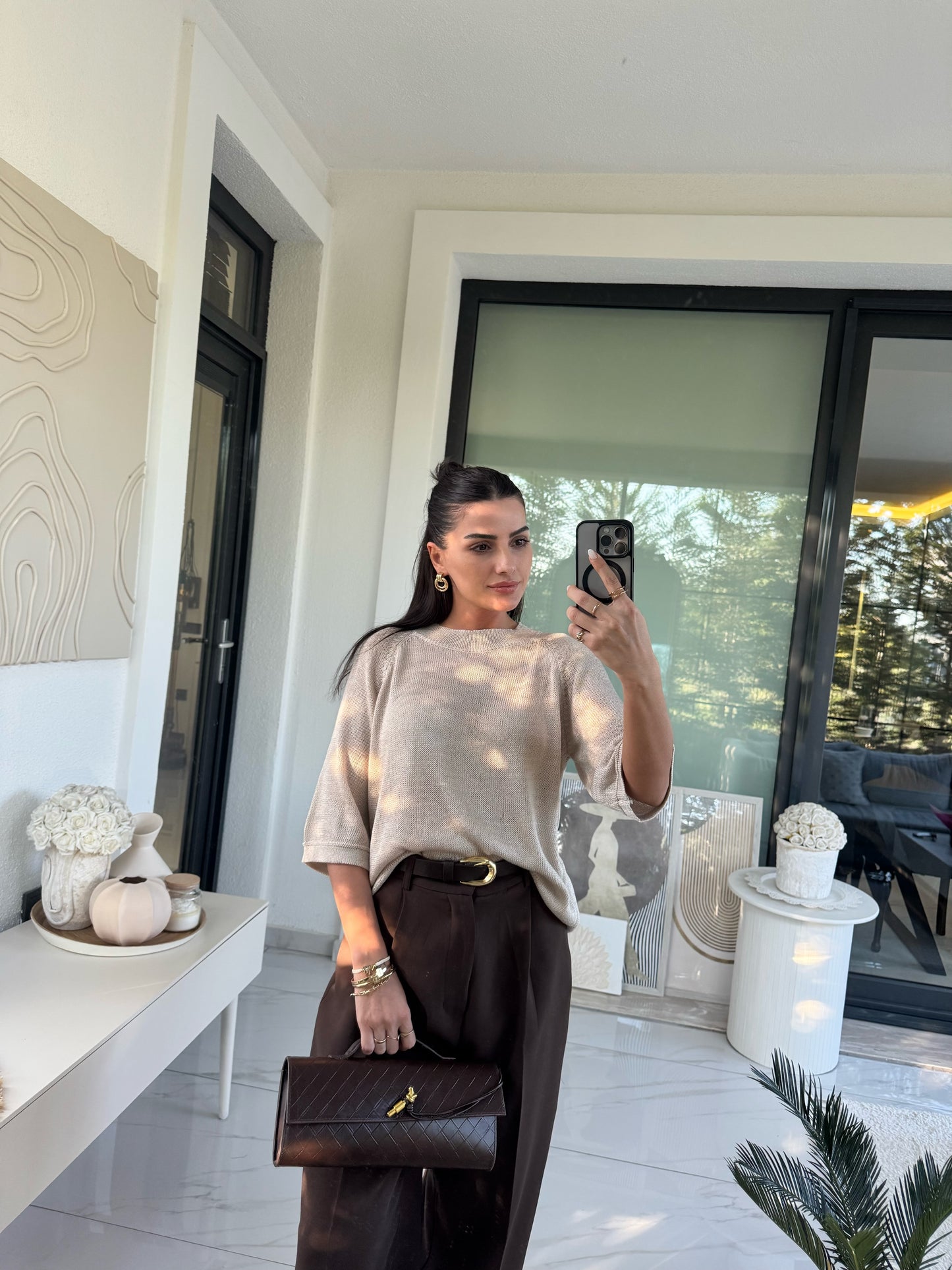 Vizon İnce Örgü Triko Bluz