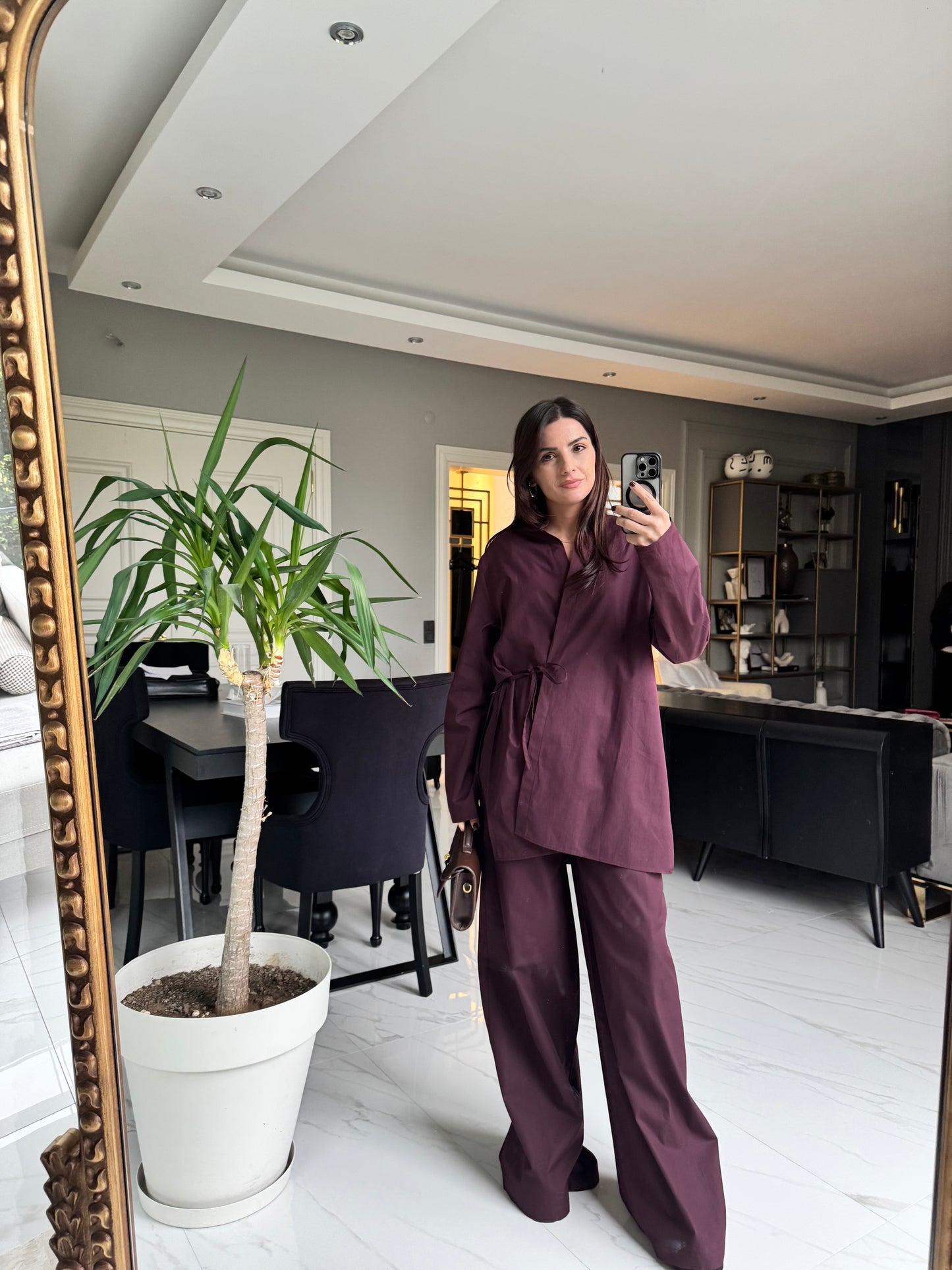 Koyu Bordo Kimono Takım
