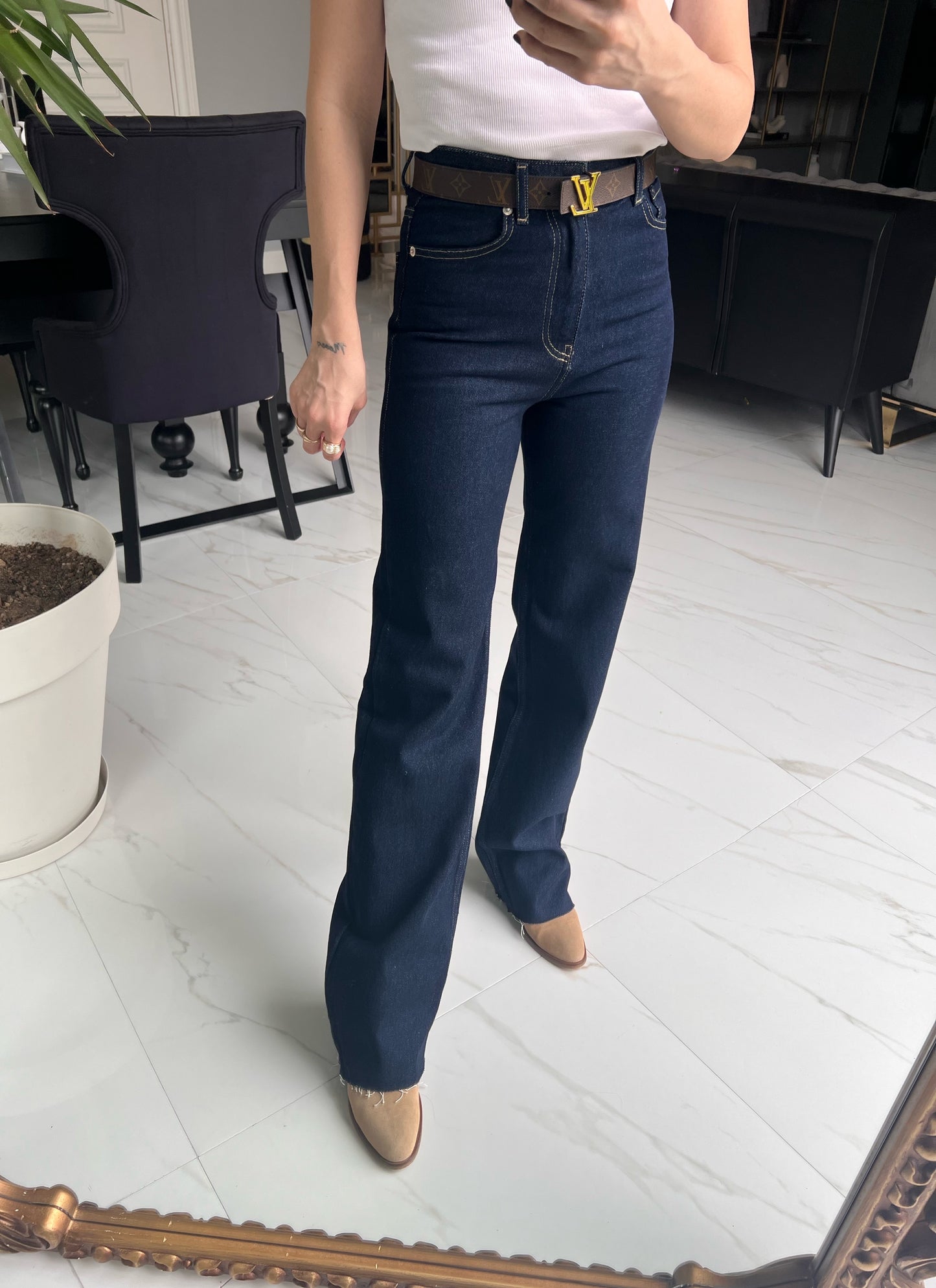 Koyu Lacivert Straight Jean