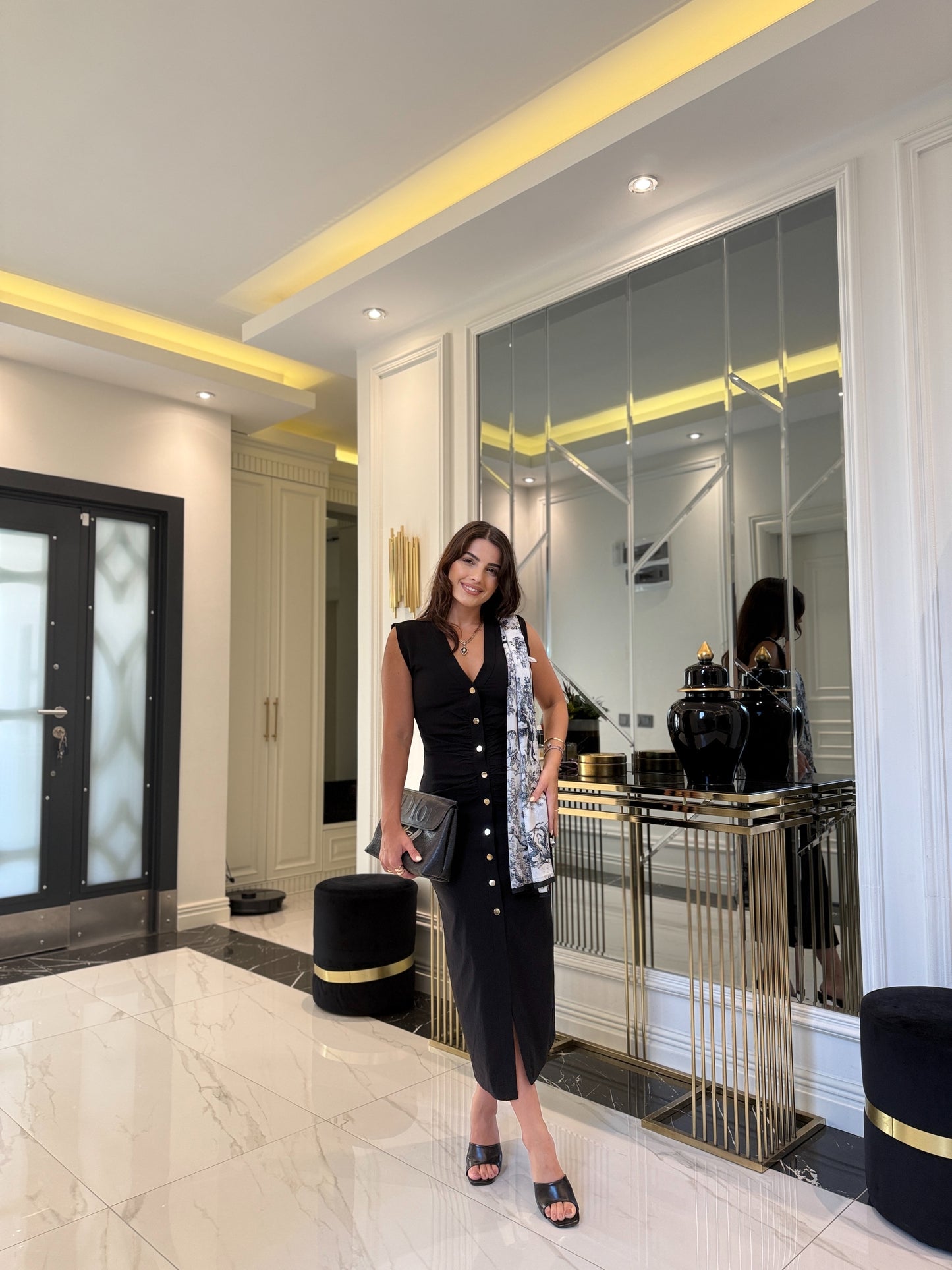 ZR Model Önden Gold Düğmeli Elbise